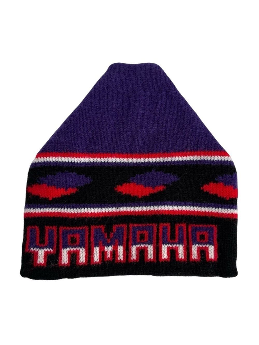 Yamaha Knit Toque Purple Black Red Winter Hat Ski Snowmobiling Apres Snow VGUC